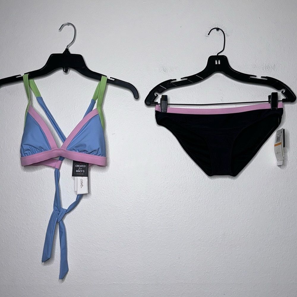 SALT + COVE X-Back Triangle Bikini Top & BINDING HIPSTER BIKINI BOTTOMS - Picture 5 of 16